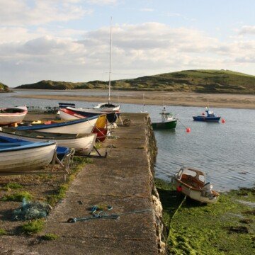 A pier with boats