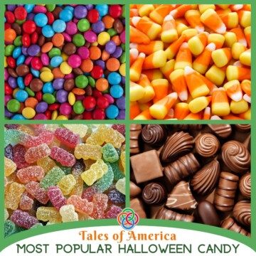 Collage of candy with text banner