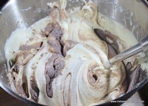 Mixing chocolate cake batter
