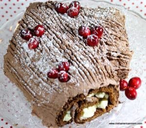 A piece of chocolate cake on a plate