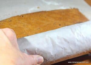 using parchment paper to roll a swiss roll