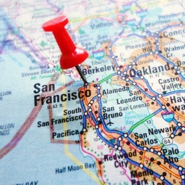 Map with a pin marker on it