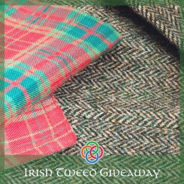 Irish tweed fabrics with text banner