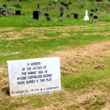 Memorial stone in a field