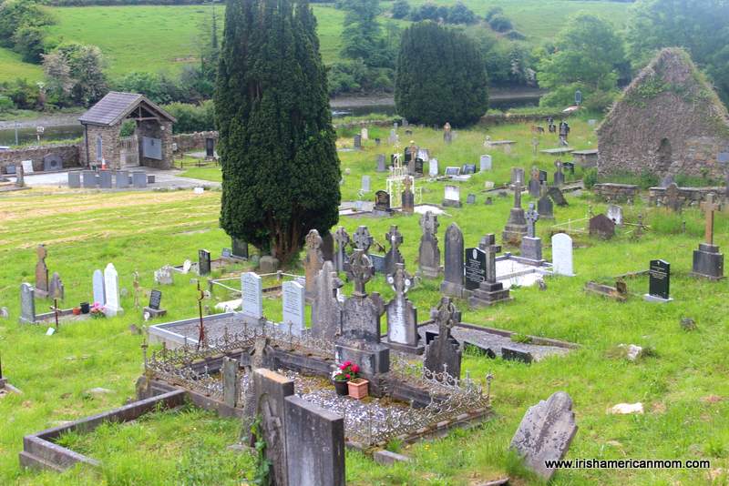 Graves and headstones at the Abbey graveyard in Skibbereen beside the mass unmarked grave