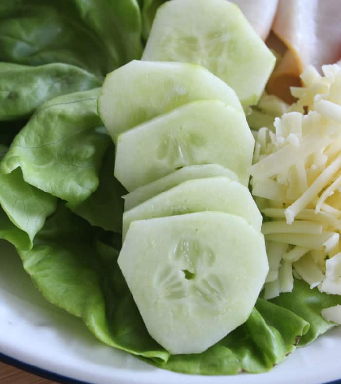 Peeled sliced cucumber as part of an Irish salad | Irish American Mom Peeled sliced cucumber
