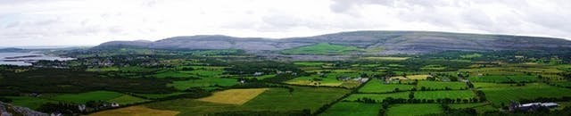 panorama shot of the green fields of Ireland