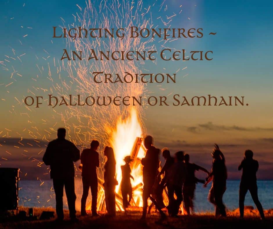 Lighting Bonfires An Ancient Celtic Tradition of Halloween or Samhain. | Irish American Mom People standing around a bonfire by the sea
