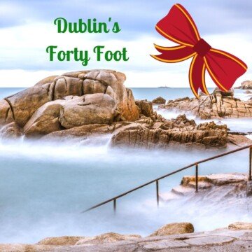 A railing on rocks leading down to a fog covered sea