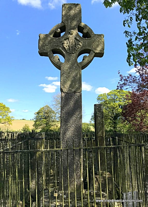 An ancient Celtic Cross in a graveyard in Ireland