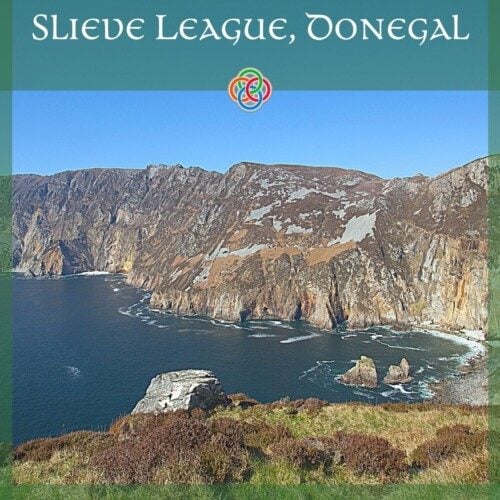 Sea cliffs with text banner