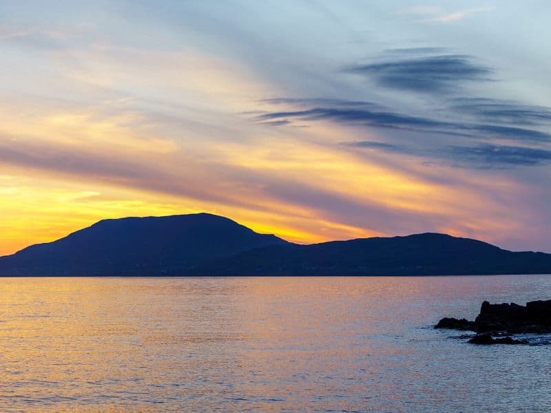 Clare Island at sunset off the coast of County Mayo Ireland