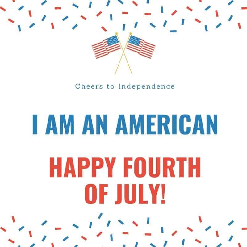 Happy Fourth of July 2020 | Irish American Mom Red, white and blue graphic with two American flags for celebrating the 4th of July