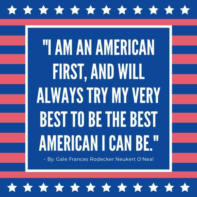 I am an American first, and will always try my very best to be the best American I can be | Irish American Mom Horizontal red and blue strips with upper and lower horizontal white star stripes for a patriotic graphic