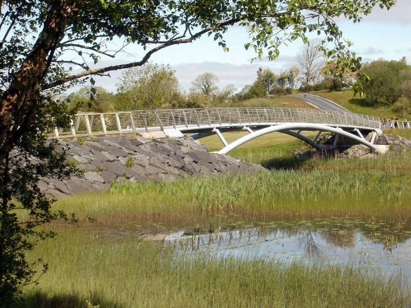Peace Park in Castlebar County Mayo Ireland | Irish American Mom A walking bridge over a lake of reeds