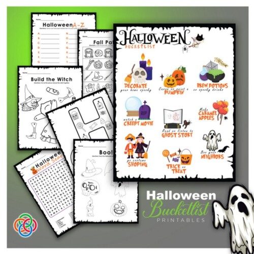 Activity sheets collage with text overlay