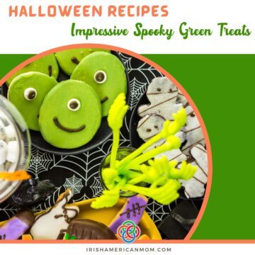 Green eye cookies with text banner