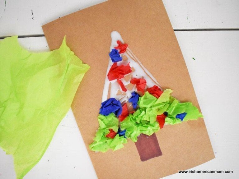 Tissue Paper Christmas Tree Card Craft