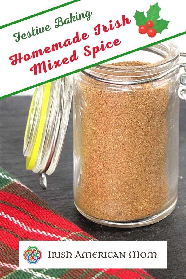 A jar of mixed spice featured on a Christmas graphic