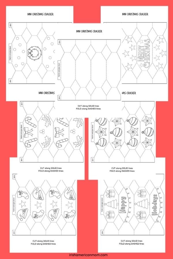 Coloring images in black sketch for making homemade Christmas crackers