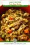 Beef barley stew with text banners