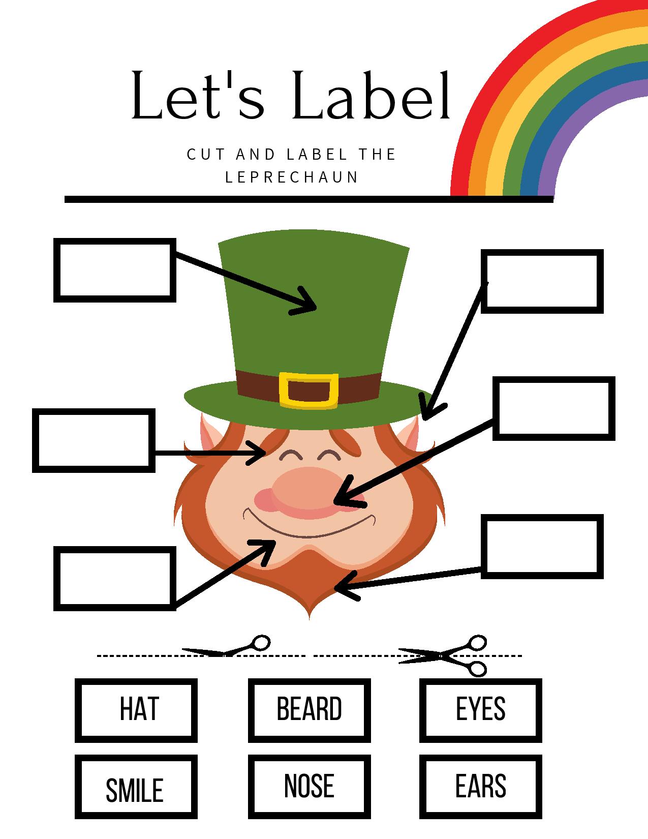 Rainbow Irish Themed Preschool Worksheets
