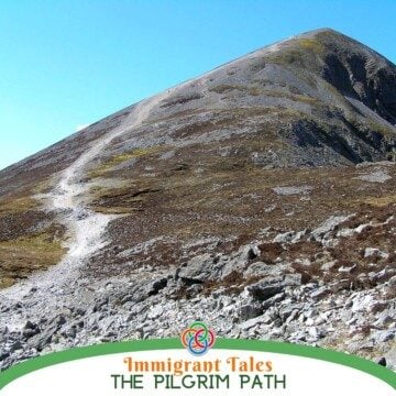 Mountain with path plus text banner