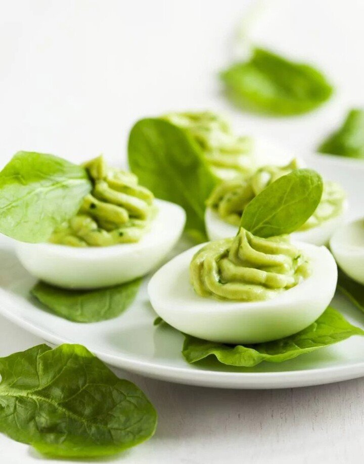 Deviled eggs with green filling