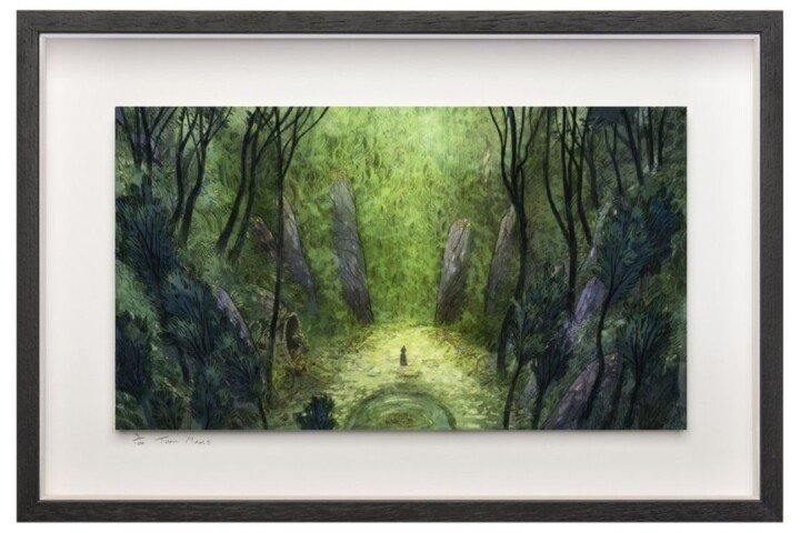 Cartoon Saloon Art Work framed print of a girl in a green forest