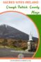 Pinterest graphic titled “Sacred Sites Ireland – Croagh Patrick, County Mayo” featuring a statue near the base of Croagh Patrick with the mountain rising behind it, Irish-themed design accents, and irishamericanmom.com at the bottom.