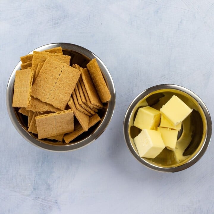 Graham crackers and butter for banoffee pie crust | Irish American Mom Graham crackers and butter for making banoffee pie crust