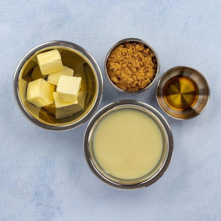 Ingredients for caramel layer of banoffee pie | Irish American Mom Ingredients for caramel layer in a banoffee pie