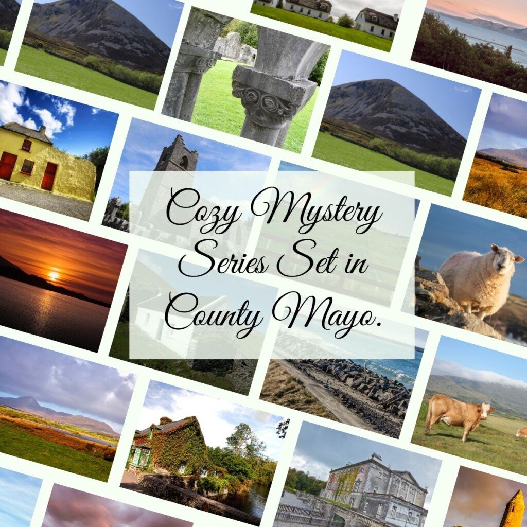 Star O'Brien Cozy Mystery Book Series Set in County Mayo | Irish American Mom Photo collage with text banner