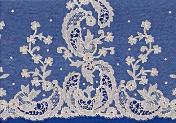 White lace on a blue background