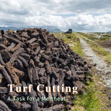 Turf stacked beside a dirt road with text overlay