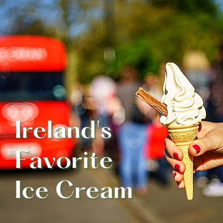 Ice cream cone held beside a school bus line with text overlay