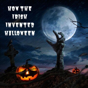 Scary hand, full moon and pumpkin with text