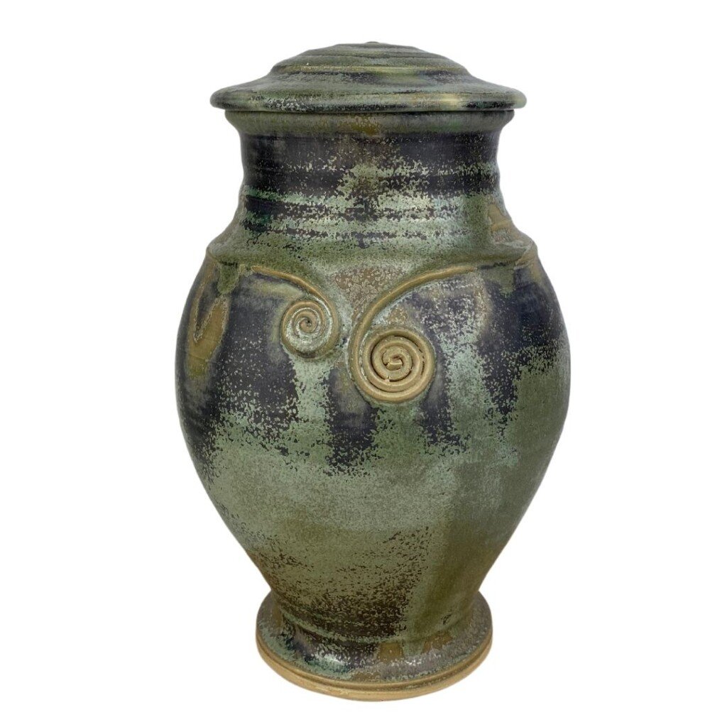 Torc in Mountain side green | Irish American Mom Ceramic urn with Celtic motif