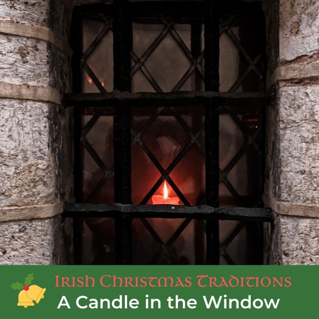 Candle in a window with text banner