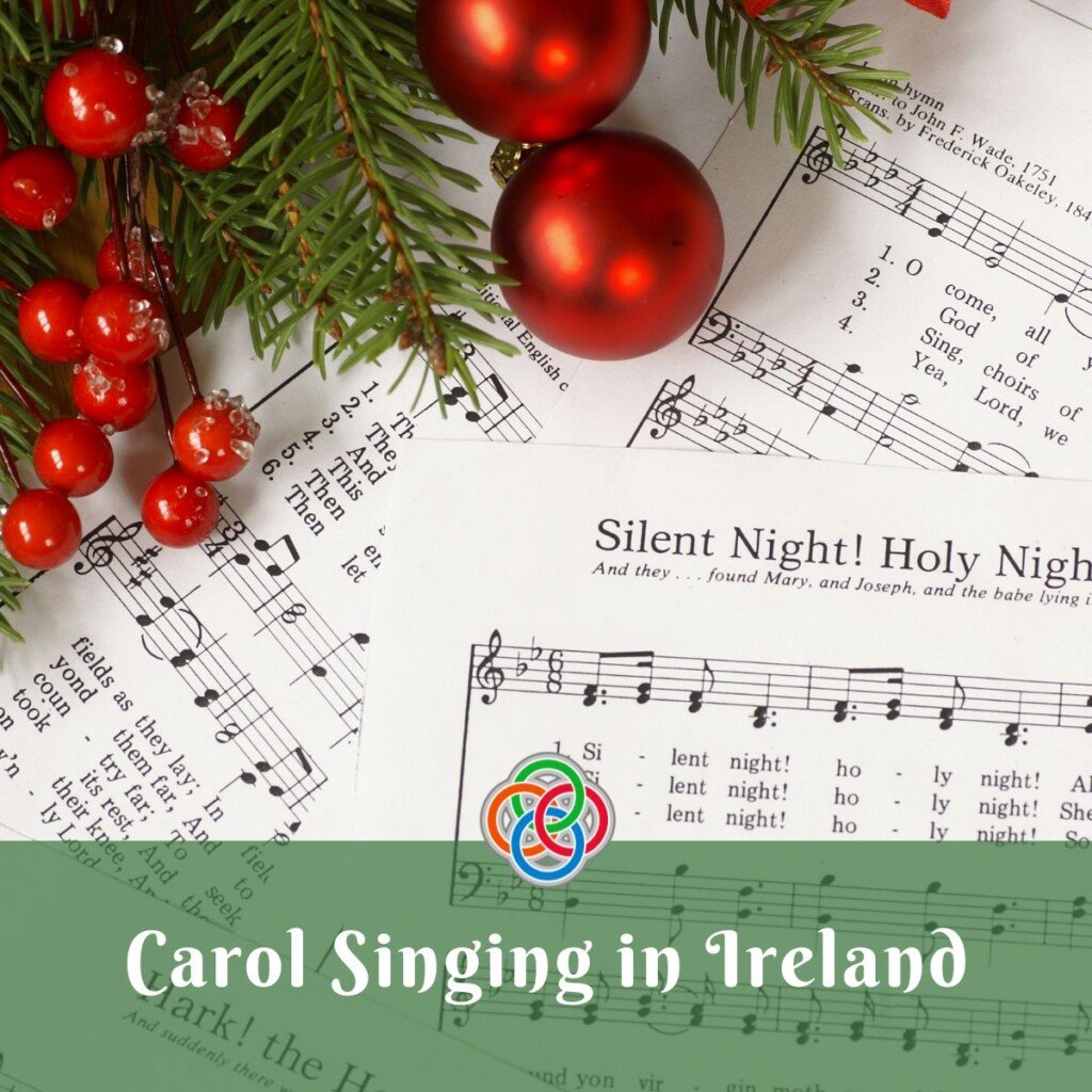 Sheet music with Christmas decorations and text