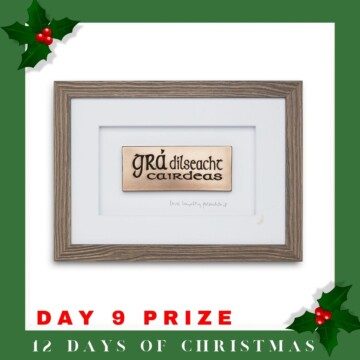 Framed word art with text overlay