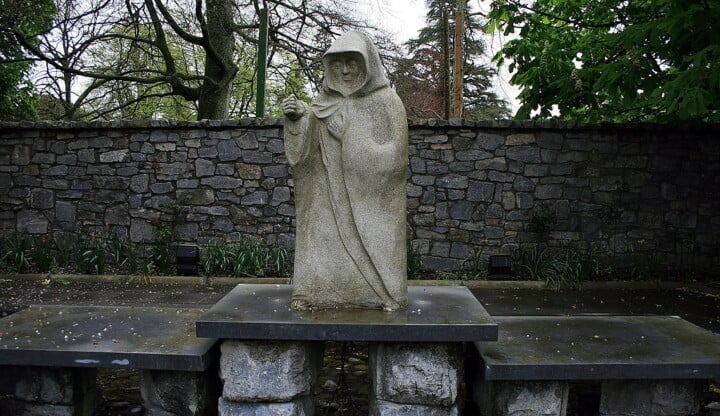 Stone statue of a monk