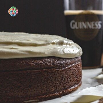 Chocolate cake with a pint of Guinness