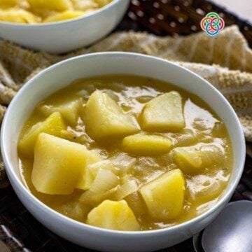 Bowl of potato and onion soup