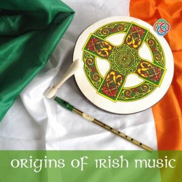 Frame drum with cross patter and whistle plus text banner