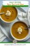 Two bowls of soup with text banners