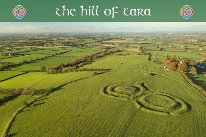 Circles in fields with text banner