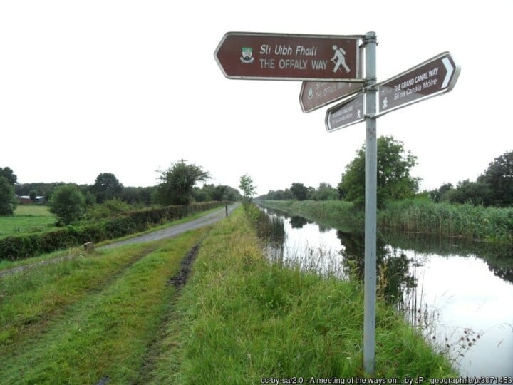 Sign post beside a canal bank