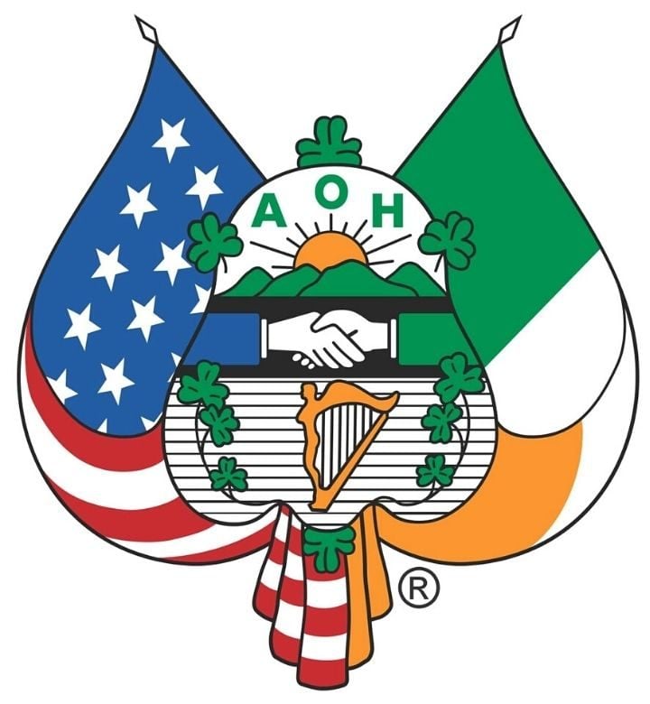 Logo with flags and harp