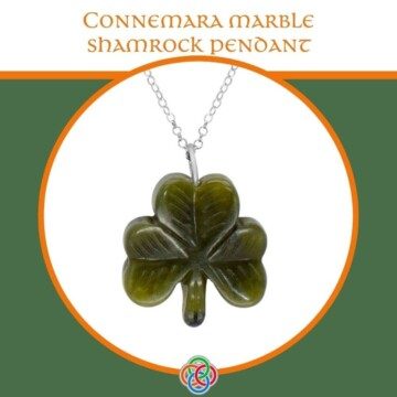Shamrock marble pendant with text banner